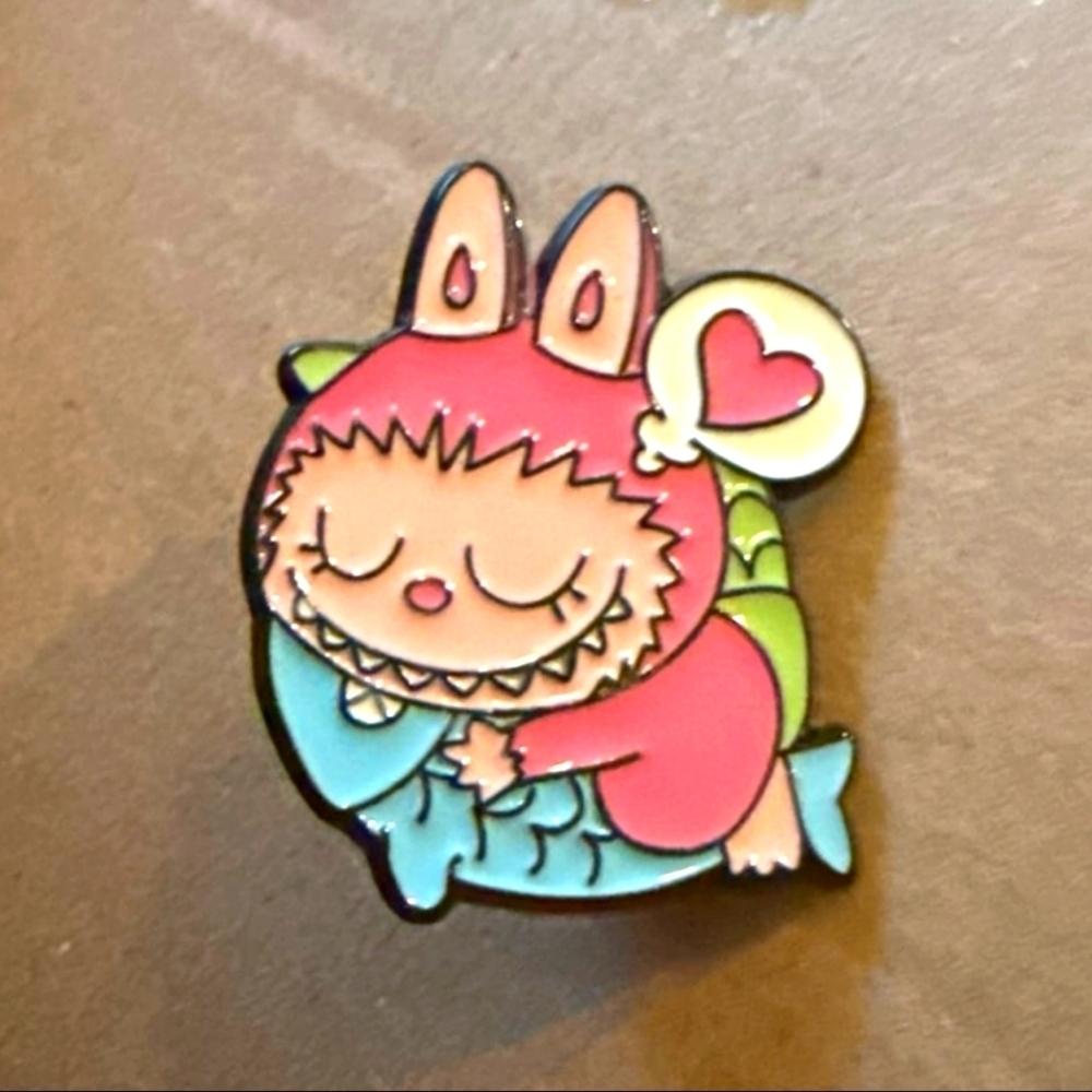 Charming Animal Enamel Pin - Pink and Blue Labubu Popmart Lafufu